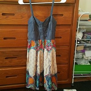 Faux Denim top dress with boho skirt