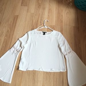 Bell Sleeve Top w/ Lace Detail