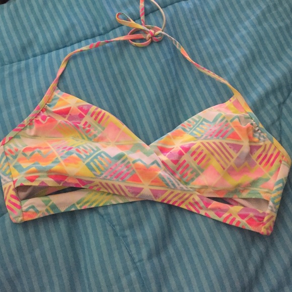 Pink cut out swim top