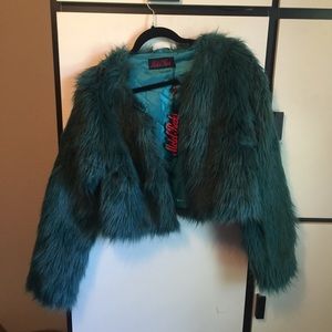 Motel Rocks green faux fur jacket