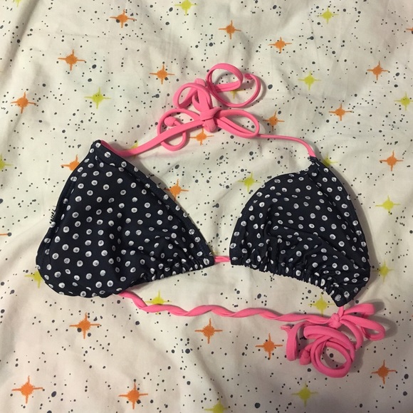 CLEARANCE Navy blue and white polka dot bikini top