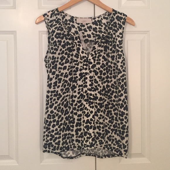 Leopard print sleeveless LOFT blouse