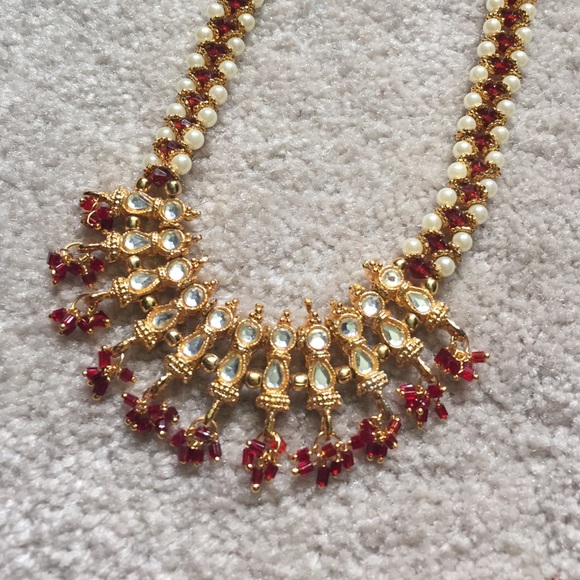 Red jeweled Indian necklace