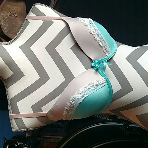Teal and white bra