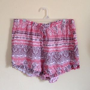 Pink Floral Flowy Shorts