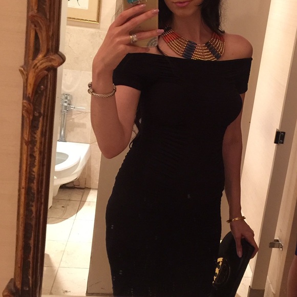 Dresses & Skirts - Black dress perfect over the shoulder open back