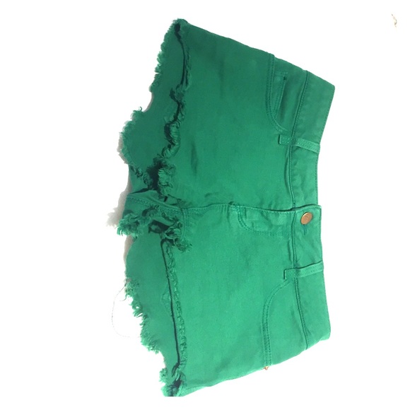 Emerald Green Top Shop denim Moto shorts