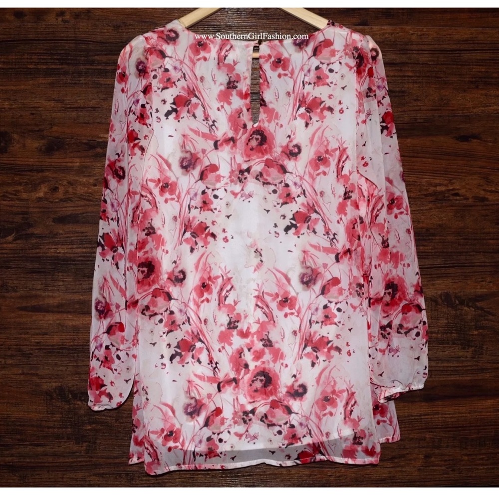 CASSIE TUNIC Intricate Swingy Draped Woven Blouse - Picture 6 of 8