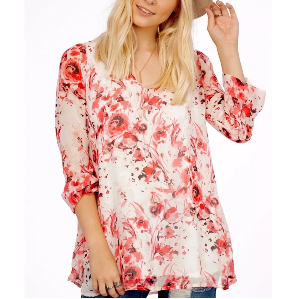 CASSIE TUNIC Intricate Swingy Draped Woven Blouse