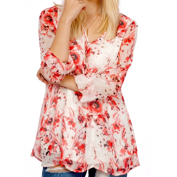 CASSIE TUNIC Intricate Swingy Draped Woven Blouse - Picture 4 of 8