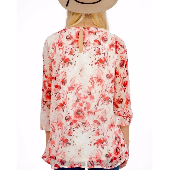 CASSIE TUNIC Intricate Swingy Draped Woven Blouse - Picture 2 of 8