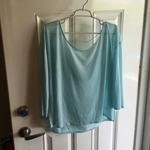 ➕ Sheer 3/4 length light blue shirt