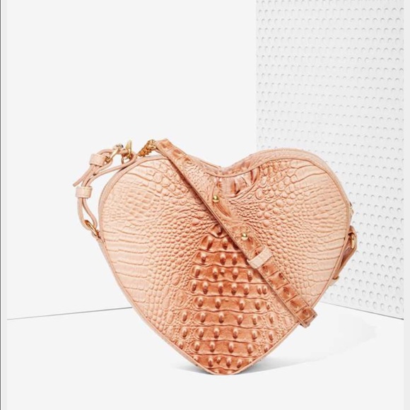 Peach animal skin heart shaped cross body