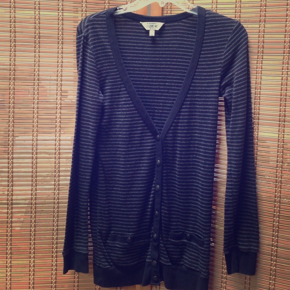 Black and Grey Striped Cardigan