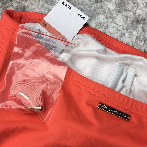 Michael Kors coral orange bandeau tankini swimsuit - Picture 4 of 4