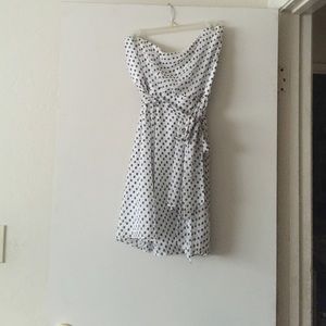 Black and white strapless dress