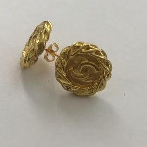 Gold button earrings