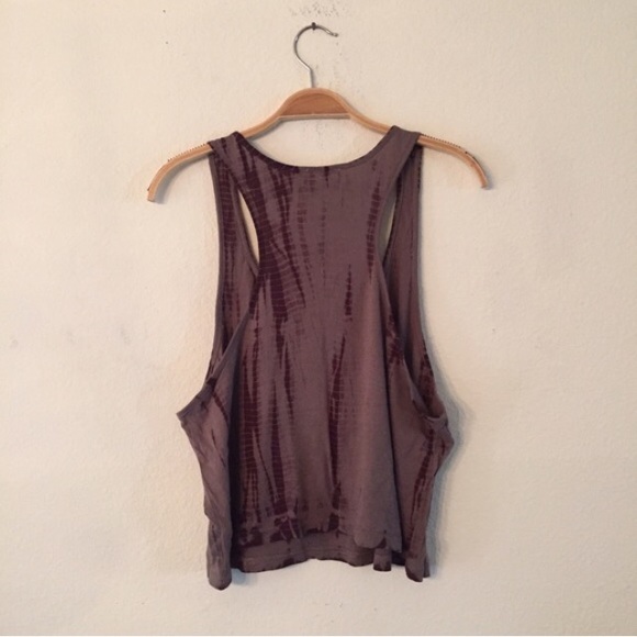 🚫SOLD🚫 Brown Tie Dye Cropped Slouchy Tank Top - Picture 2 of 4