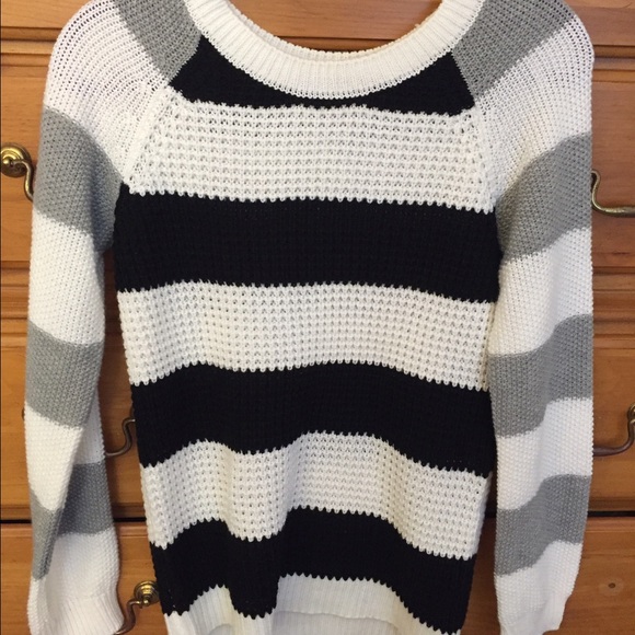 Black Whit & Grey Stripped Sweater
