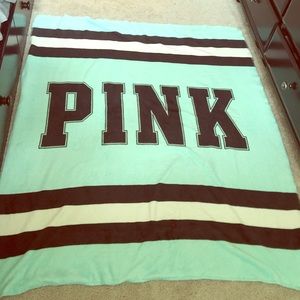 Pink Victoria secret aqua blue blanket