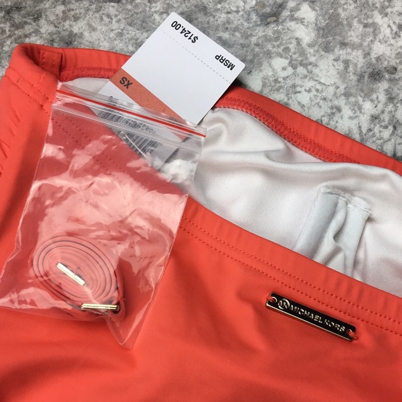 Michael Kors coral orange bandeau tankini swimsuit - Picture 2 of 4