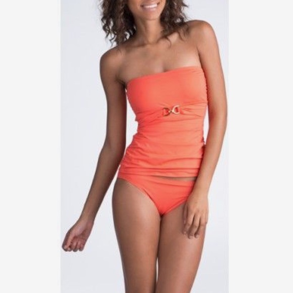 Michael Kors coral orange bandeau tankini swimsuit - Picture 4 of 4