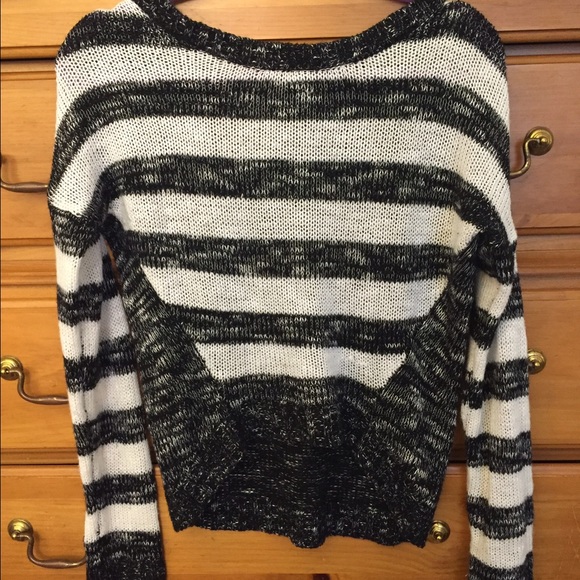 Black and White Stripped Front Sweater