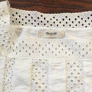 Madewell white lace detail shirt. Medium.