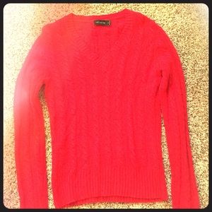 Classic red v-neck cable knit sweater