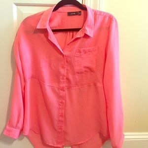 Salmon colored button up dress shirt