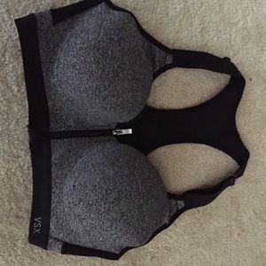 VSX gray sports bra zip up