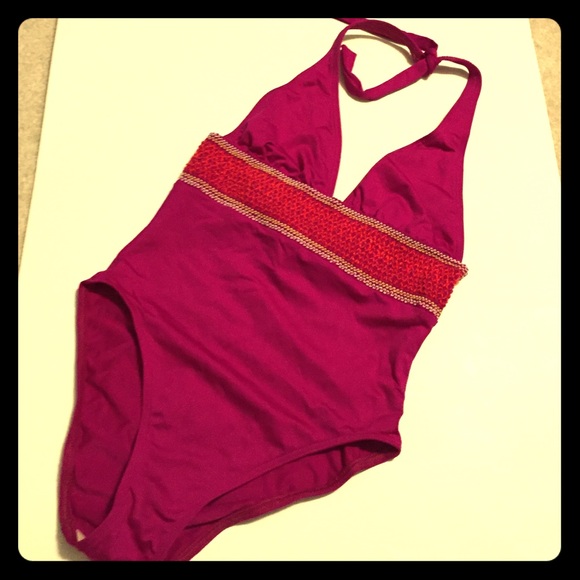 DKNY swim magenta one piece