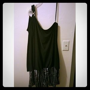 Deb one sleeved dress with sequined skirt