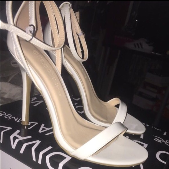 White strap heels