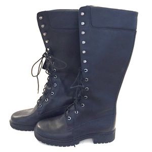 TIMBERLAND-knee high lace up leather boots