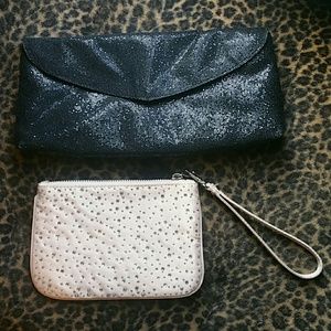 Blush color Express & Black glitter clutch bundle