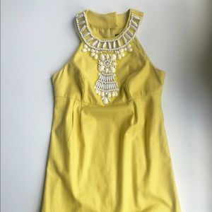 Chartreuse Beaded Halter Neck Dress