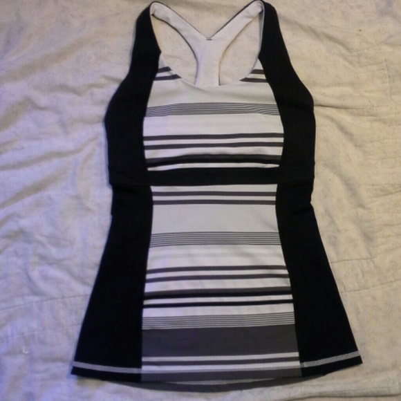 Lululemon black,  white,  & grey striped tank