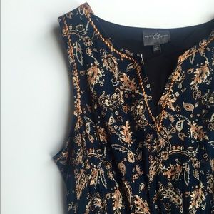 Market & Spruce Navy Paisley dress w/embroidery