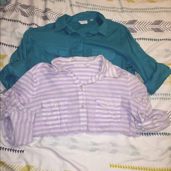 Bundle! 3/4 button up sheer shirt NY&C