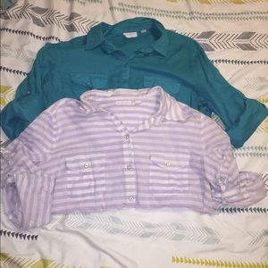 Bundle! 3/4 button up sheer shirt NY&C