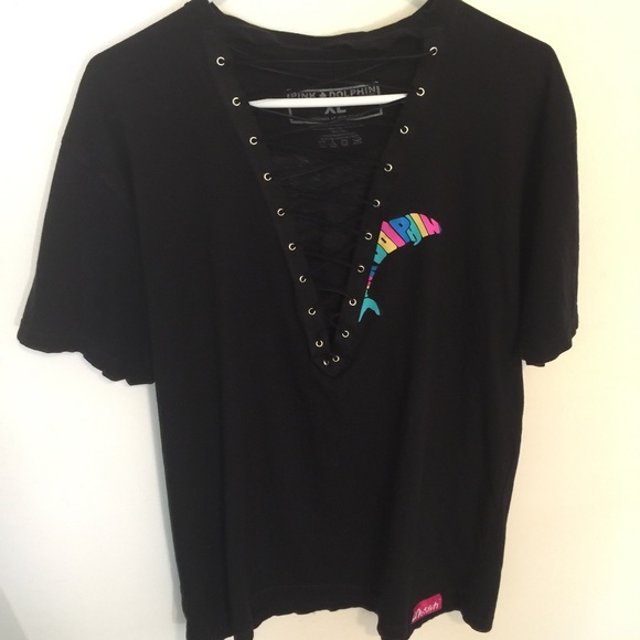 🚫Sold🚫🐬Custom Made Lace Up Tee - Picture 3 of 3