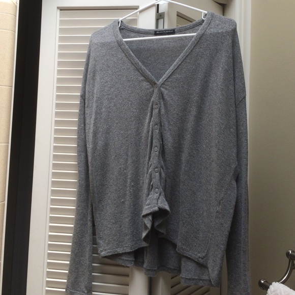 Gray button up brandy sweater