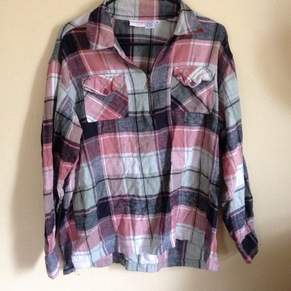 Pink Flannel quarter zip - Picture 1 of 3