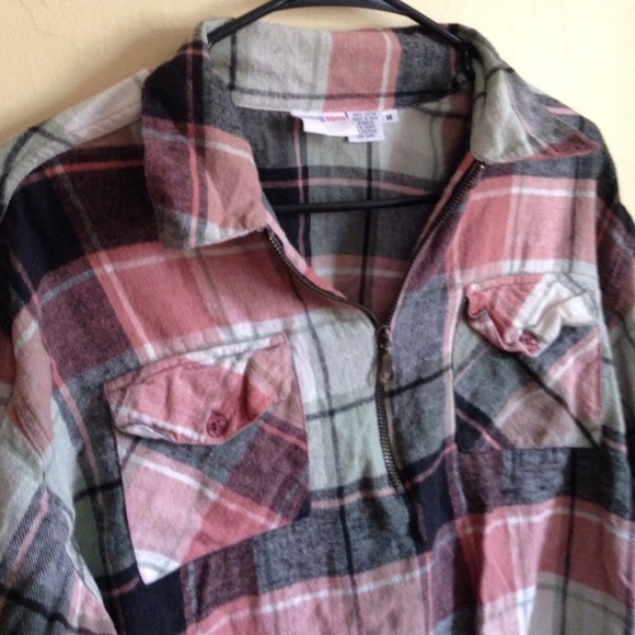 Pink Flannel quarter zip - Picture 2 of 3