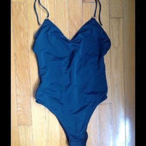 One Piece Teal Green Suit, Ruched w/Hygienic Liner
