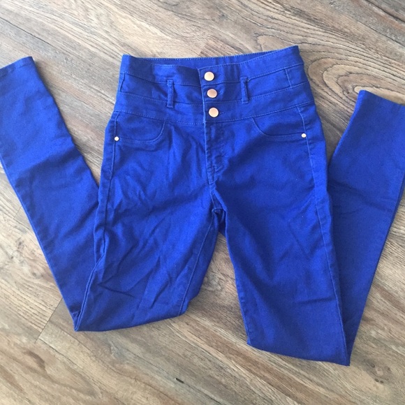 Royal blue high waisted jeans