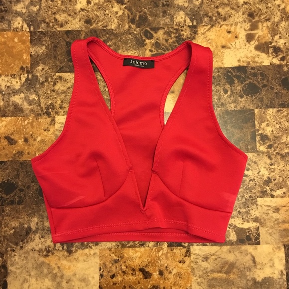 True red v neck bralette