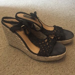 Steven Madden Black Sandal Wedges