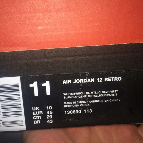 Jordan 12 Retro TD  Air jordan french blue 12s size 11